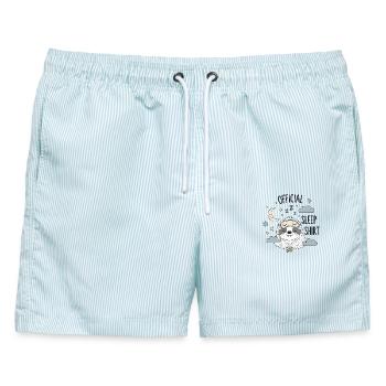 Sleependes Faultier Design - Männer Badeshorts - hellblau gestreift - Vorne - AI Model Male 178 light (178cm)