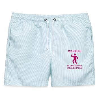 Warning Square Dance - Männer Badeshorts - hellblau gestreift - Vorne - AI Model Male 178 light (178cm)
