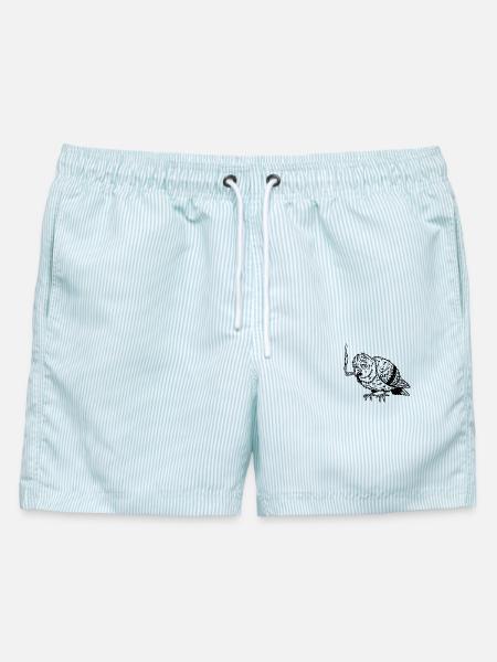 Der Frühe kann mich mal… - Männer Badeshorts - hellblau gestreift