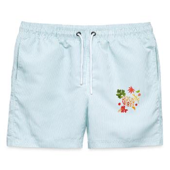 Herbst Vibes - Männer Badeshorts - hellblau gestreift - Vorne - AI Model Male 178 light (178cm)