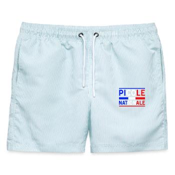 Nationale Trinkgasse Neues Design - Männer Badeshorts - hellblau gestreift - Vorne - AI Model Male 178 light (178cm)