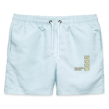 Millenium Edition, Geburtstagsgeschenk 2000er - Männer Badeshorts - hellblau gestreift - Vorne - AI Model Male 178 light (178cm)