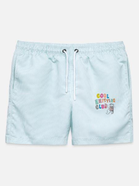 Cool Knitting Club - Männer Badeshorts - hellblau gestreift