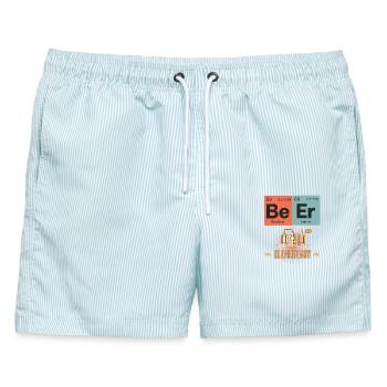 Wissenschaftlich inspiriertes Elemental BeerT-Shirt Design - Männer Badeshorts - hellblau gestreift - Vorne - AI Model Male 178 light (178cm)