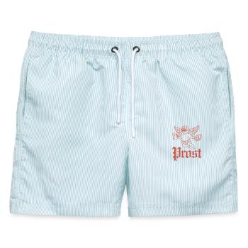 Prost – Bayerischer Engel - Männer Badeshorts - hellblau gestreift - Vorne - AI Model Male 178 light (178cm)