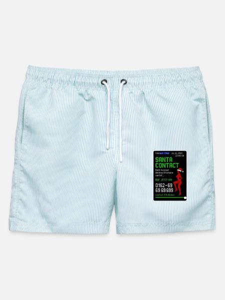 Weihnachtsmann Kontakt Witz Design - Männer Badeshorts - hellblau gestreift
