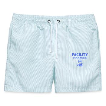  Facility Manager - Männer Badeshorts - hellblau gestreift - Vorne - AI Model Male 178 light (178cm)