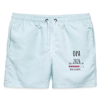 Werdender Opa 2026 Geschenk Schwangerschaft - Männer Badeshorts - hellblau gestreift - Vorne - AI Model Male 178 light (178cm)