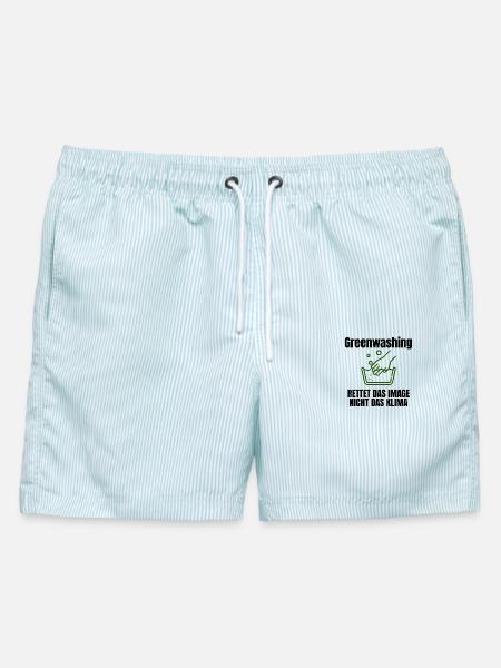 Handwäsche Illustration Trend - Männer Badeshorts - hellblau gestreift