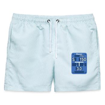 Wasser Schild - Männer Badeshorts - hellblau gestreift - Vorne - AI Model Male 178 light (178cm)
