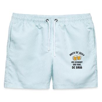Bier Bayern Volksfest Bierzelt saufen Bierkrug - Männer Badeshorts - hellblau gestreift - Vorne - AI Model Male 178 light (178cm)