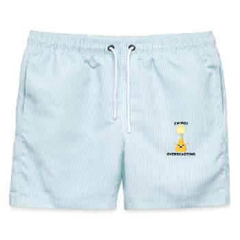 Ich reagiere nicht übertrieben – Wissenschaftler-Witz - Männer Badeshorts - hellblau gestreift - Vorne - AI Model Male 178 light (178cm)
