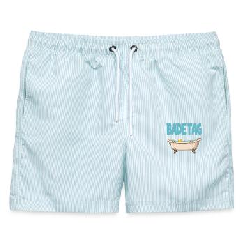  BADETAG Badewanne Quietscheente Wellness - Männer Badeshorts - hellblau gestreift - Vorne - AI Model Male 178 light (178cm)