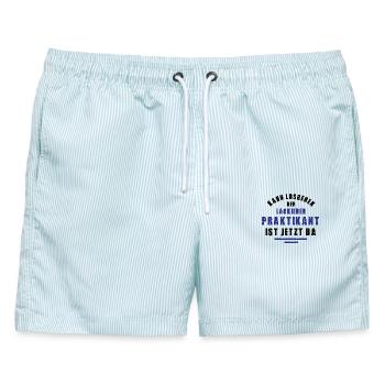 Praktikant Lackierer Praktikum Lackiererei Danke - Männer Badeshorts - hellblau gestreift - Vorne - AI Model Male 178 light (178cm)