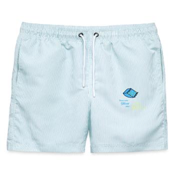 mehr Glitzer  - Männer Badeshorts - hellblau gestreift - Vorne - AI Model Male 178 light (178cm)