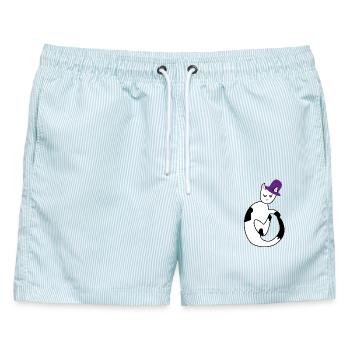 Katze mit Hut Abstraktion - Männer Badeshorts - hellblau gestreift - Vorne - AI Model Male 178 light (178cm)