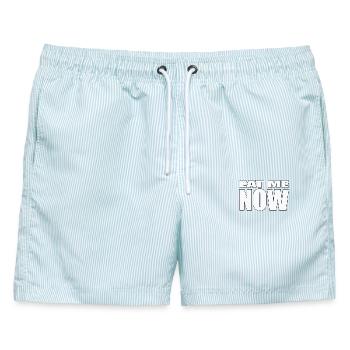 EAT ME NOW - Männer Badeshorts - hellblau gestreift - Vorne - AI Model Male 178 light (178cm)