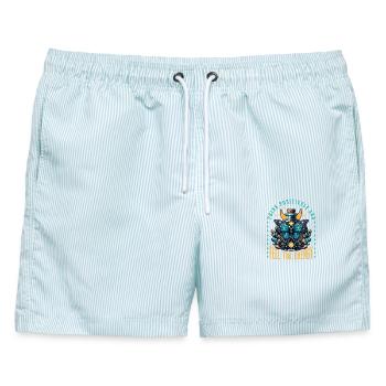 Schmetterlingsenergie Flasche - Männer Badeshorts - hellblau gestreift - Vorne - AI Model Male 178 light (178cm)