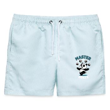 Meister der Rollen Panda - Männer Badeshorts - hellblau gestreift - Vorne - AI Model Male 178 light (178cm)