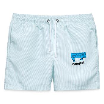 Copycat - Männer Badeshorts - hellblau gestreift - Vorne - AI Model Male 178 light (178cm)