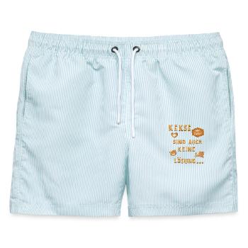 Kekse sind auch keine Lösung - Männer Badeshorts - hellblau gestreift - Vorne - AI Model Male 178 light (178cm)
