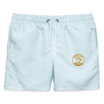 Golden Wrist 2026 bist du an der Spitze! - Männer Badeshorts - hellblau gestreift - Vorne - AI Model Male 178 light (178cm)