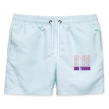 Dub Techno Neon Gradient Grid - Männer Badeshorts - hellblau gestreift - Vorne - AI Model Male 178 light (178cm)