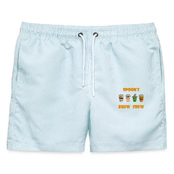Halloween gruselige Kaffeebecher - Männer Badeshorts - hellblau gestreift - Vorne - AI Model Male 178 light (178cm)