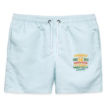 50 Jahre Herkunft, Humor Jubiläumsgeschenk - Männer Badeshorts - hellblau gestreift - Vorne - AI Model Male 178 light (178cm)