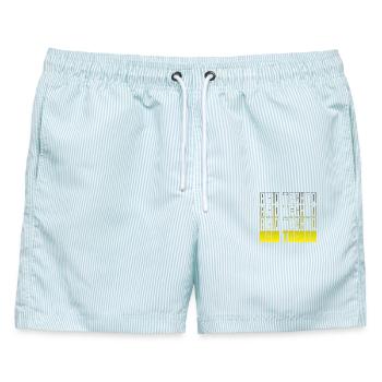 Acid Techno Wiederholung Gradient - Männer Badeshorts - hellblau gestreift - Vorne - AI Model Male 178 light (178cm)