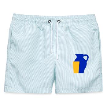 Bembel und Geripptes - Männer Badeshorts - hellblau gestreift - Vorne - AI Model Male 178 light (178cm)