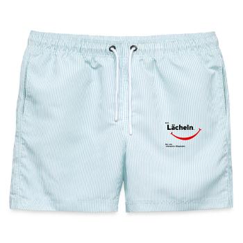 kein Laecheln - Männer Badeshorts - hellblau gestreift - Vorne - AI Model Male 178 light (178cm)
