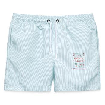 Beste Tante  - Männer Badeshorts - hellblau gestreift - Vorne - AI Model Male 178 light (178cm)