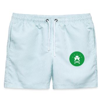 Jolly Roger Shamrock St. Patrick's Day - Männer Badeshorts - hellblau gestreift - Vorne - AI Model Male 178 light (178cm)