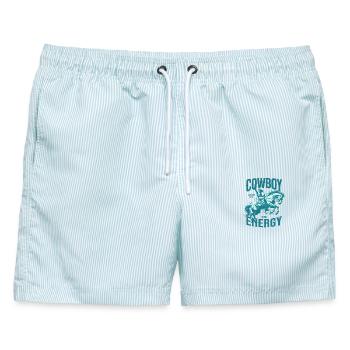  Vintage Cowboys and Tequila Shirt Retro Western - Männer Badeshorts - hellblau gestreift - Vorne - AI Model Male 178 light (178cm)