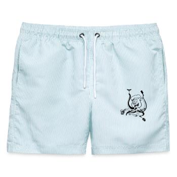 Grill-Speck-Takel - Männer Badeshorts - hellblau gestreift - Vorne - AI Model Male 178 light (178cm)