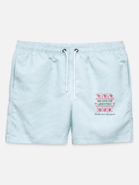 Weihnachten - Männer Badeshorts - hellblau gestreift