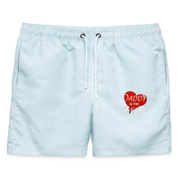 DADDY IS THE BEST - Männer Badeshorts - hellblau gestreift - Vorne - AI Model Male 178 light (178cm)