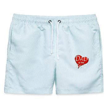 DAD IS THE BEST - Männer Badeshorts - hellblau gestreift - Vorne - AI Model Male 178 light (178cm)