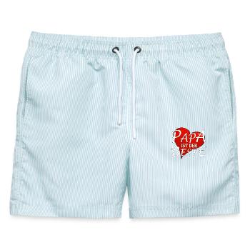 PAPA IST DER BESTE - Männer Badeshorts - hellblau gestreift - Vorne - AI Model Male 178 light (178cm)