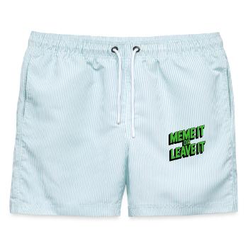 Meme It Or Leave It - Männer Badeshorts - hellblau gestreift - Vorne - AI Model Male 178 light (178cm)