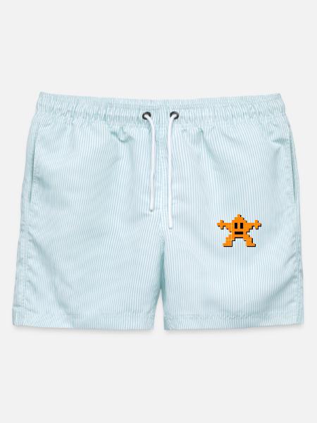 MOMO - Männer Badeshorts - hellblau gestreift