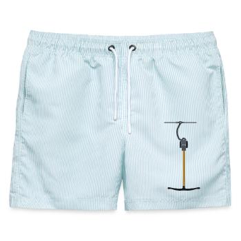 Schlepplift Bügellift Ankerlift Skifahren - Männer Badeshorts - hellblau gestreift - Vorne - AI Model Male 178 light (178cm)