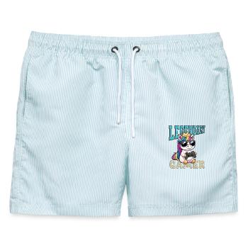 Legendary Gamer - Einhorn zocker - Männer Badeshorts - hellblau gestreift - Vorne - AI Model Male 178 light (178cm)