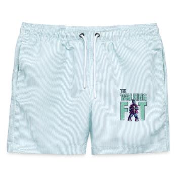 Dicker Zombie - Männer Badeshorts - hellblau gestreift - Vorne - AI Model Male 178 light (178cm)