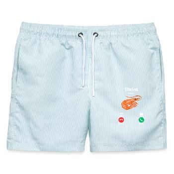 Shrim nennt falsch geschriebene lustige Garnelen - Männer Badeshorts - hellblau gestreift - Vorne - AI Model Male 178 light (178cm)