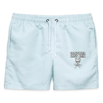 Computer Sagt Nein - Männer Badeshorts - hellblau gestreift - Vorne - AI Model Male 178 light (178cm)