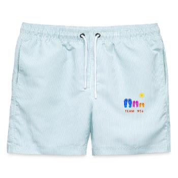 Team 974 Tropical Sun Flip Flops - Männer Badeshorts - hellblau gestreift - Vorne - AI Model Male 178 light (178cm)