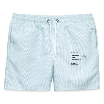 Erfinder des Freibiers - Männer Badeshorts - hellblau gestreift - Vorne - AI Model Male 178 light (178cm)