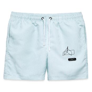 Originelles Motiv ohne besondere Bedeutung - Männer Badeshorts - hellblau gestreift - Vorne - AI Model Male 178 light (178cm)